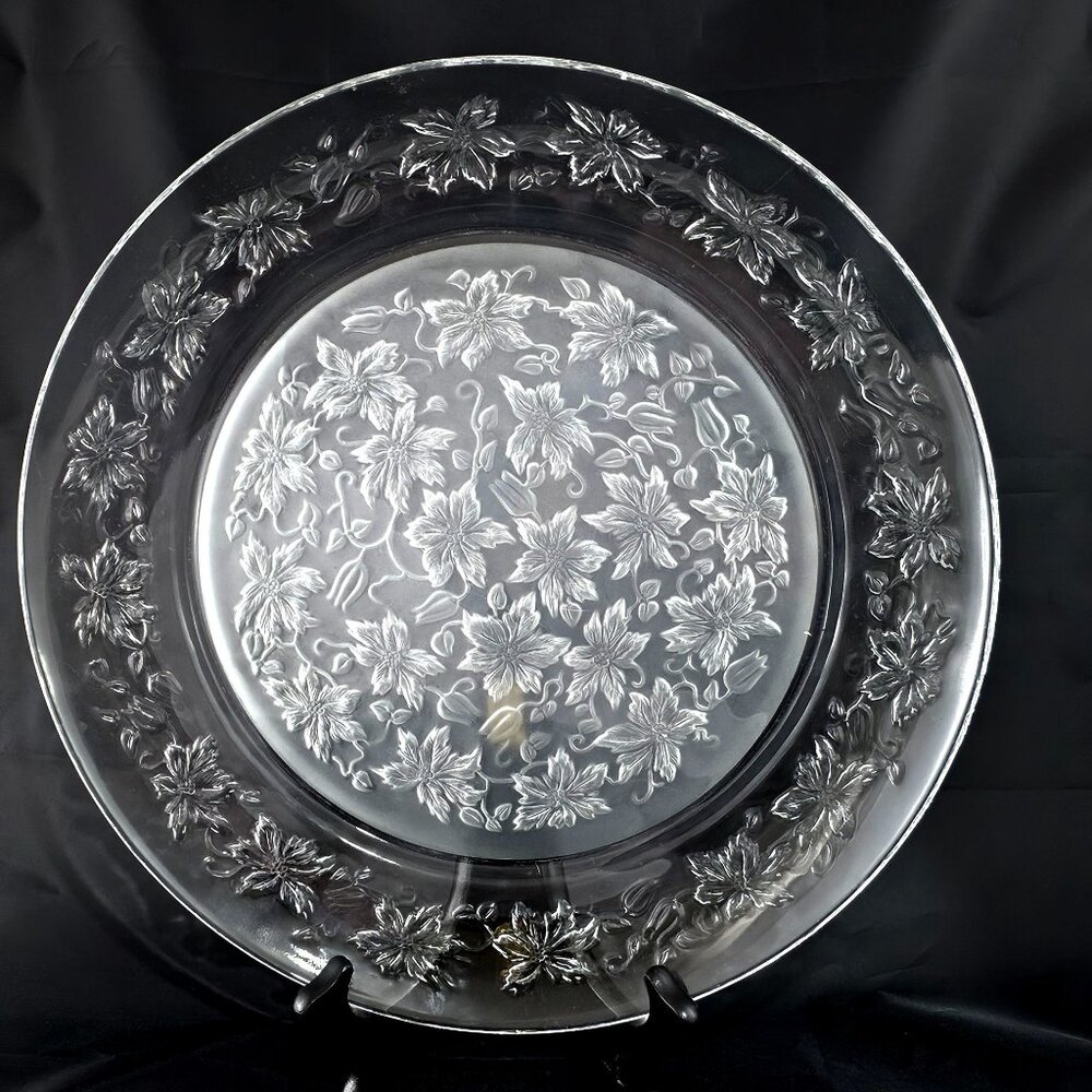 Fantasia Princess House Poinsettia Cake Plate 13" serving platter frosted chintz